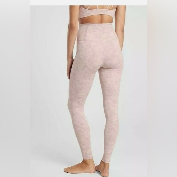 Athleta Elevation Textured Tight Neutral Frosted Pink‎ Floral Leggings XXS - Picture 1 of 7